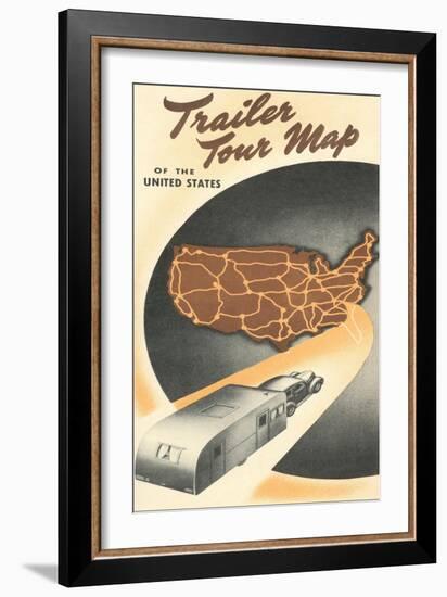 Trailer Tour Map of the United States-null-Framed Art Print