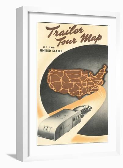 Trailer Tour Map of the United States-null-Framed Art Print