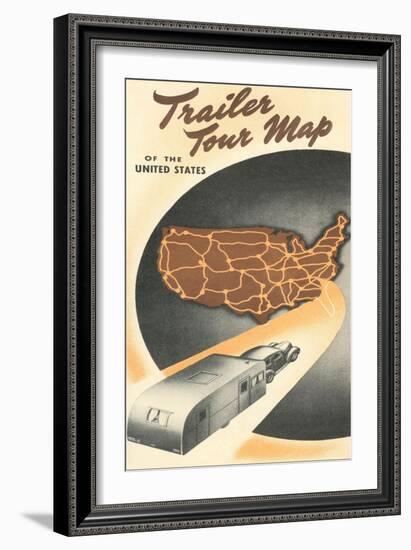 Trailer Tour Map of the United States-null-Framed Art Print