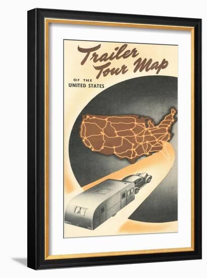 Trailer Tour Map of the United States-null-Framed Art Print