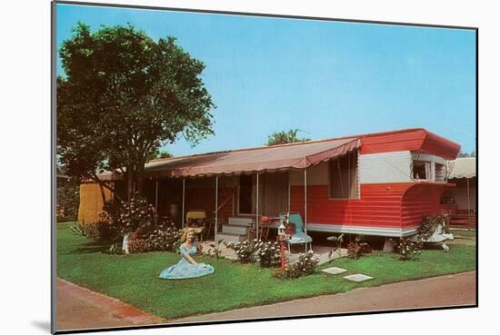 Trailer with Awning in Park-null-Mounted Art Print