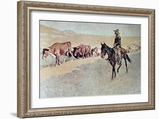 Trailing Texas Longhorns-Frederic Sackrider Remington-Framed Giclee Print
