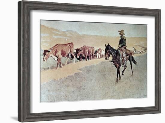 Trailing Texas Longhorns-Frederic Sackrider Remington-Framed Giclee Print