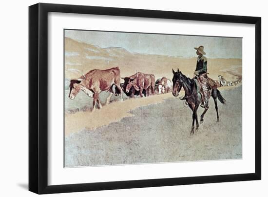 Trailing Texas Longhorns-Frederic Sackrider Remington-Framed Giclee Print