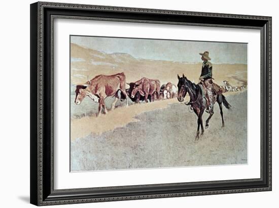 Trailing Texas Longhorns-Frederic Sackrider Remington-Framed Giclee Print