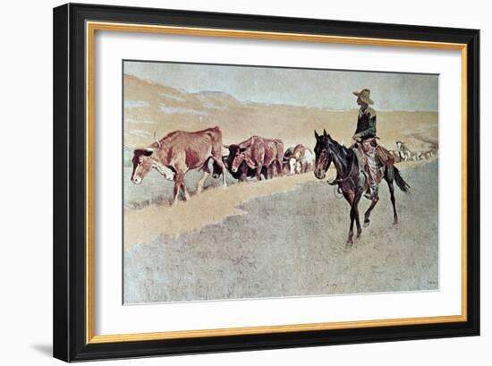 Trailing Texas Longhorns-Frederic Sackrider Remington-Framed Giclee Print