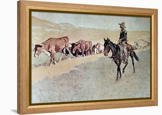 Trailing Texas Longhorns-Frederic Sackrider Remington-Framed Premier Image Canvas