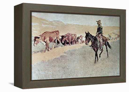 Trailing Texas Longhorns-Frederic Sackrider Remington-Framed Premier Image Canvas