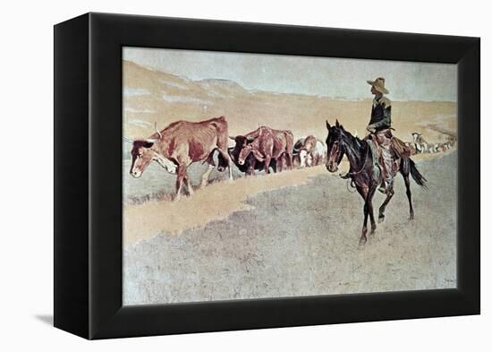 Trailing Texas Longhorns-Frederic Sackrider Remington-Framed Premier Image Canvas