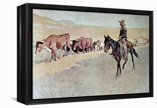 Trailing Texas Longhorns-Frederic Sackrider Remington-Framed Premier Image Canvas