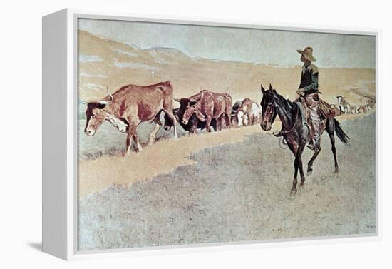 Trailing Texas Longhorns-Frederic Sackrider Remington-Framed Premier Image Canvas