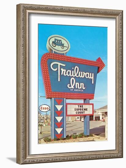 Trailway Inn, Vintage Motel-null-Framed Art Print