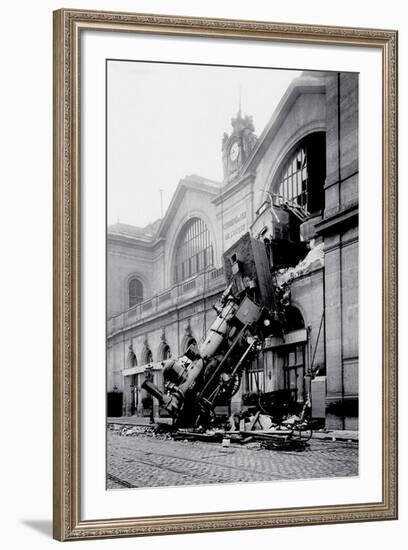 Train Accident at the Gare Montparnasse, Paris, 1895-null-Framed Art Print