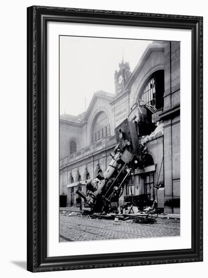 Train Accident at the Gare Montparnasse, Paris, 1895-null-Framed Art Print