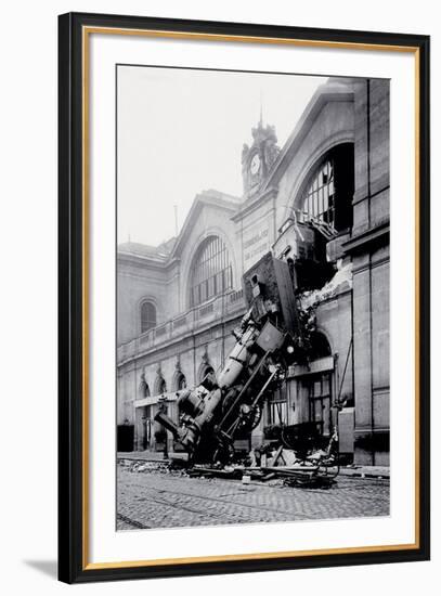 Train Accident at the Gare Montparnasse, Paris, 1895--Framed Art Print