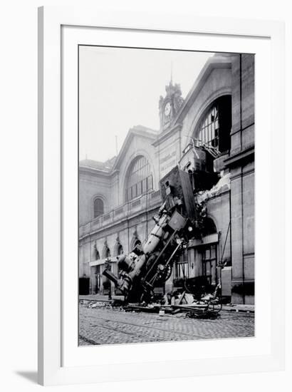 Train Accident at the Gare Montparnasse, Paris, 1895-null-Framed Art Print