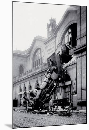 Train Accident at the Gare Montparnasse, Paris, 1895-null-Mounted Art Print