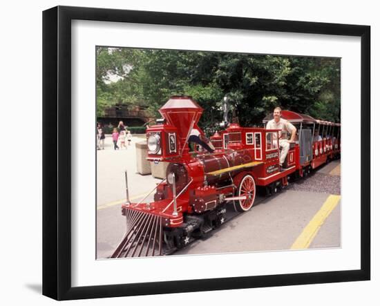 Train and Conductor at Forest Park, St. Louis Zoo, St. Louis, Missouri, USA-Connie Ricca-Framed Photographic Print