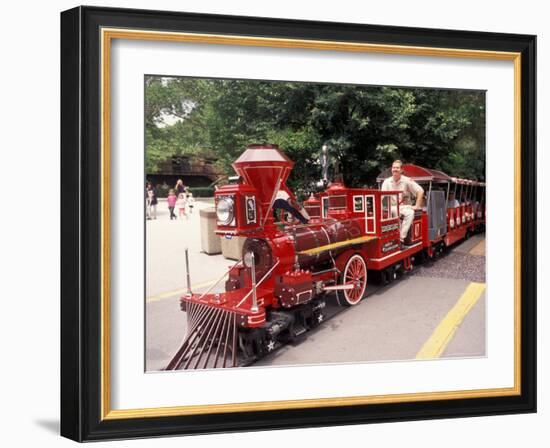 Train and Conductor at Forest Park, St. Louis Zoo, St. Louis, Missouri, USA-Connie Ricca-Framed Photographic Print