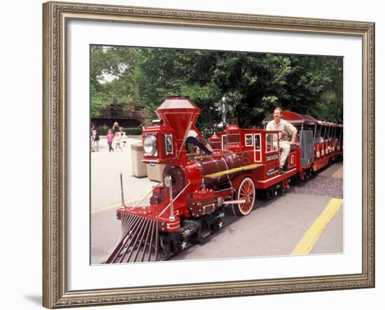 Train and Conductor at Forest Park, St. Louis Zoo, St. Louis, Missouri, USA-Connie Ricca-Framed Photographic Print
