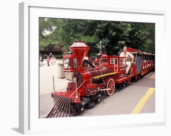 Train and Conductor at Forest Park, St. Louis Zoo, St. Louis, Missouri, USA-Connie Ricca-Framed Photographic Print