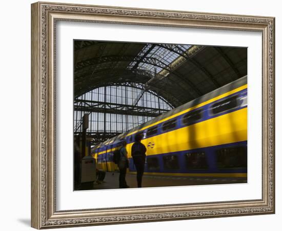 Train at Central Station, Amsterdam, Netherlands-Keren Su-Framed Photographic Print