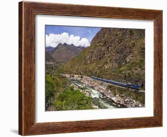 Train Between Aguas Calientes and Ollantaytambo Through the Sacred Valley, Cusco Region, Peru-Matthew Williams-Ellis-Framed Photographic Print