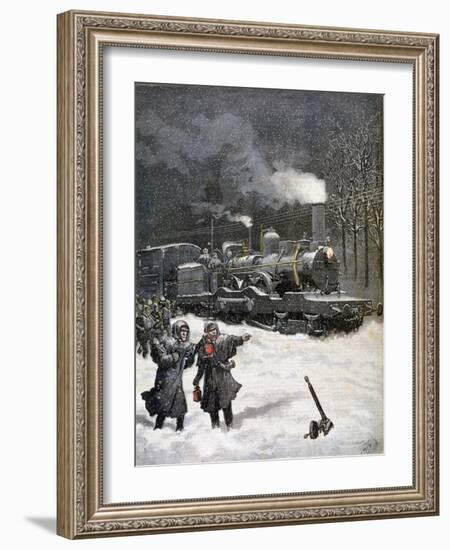 Train Blocked by Snow, France, 1892-Henri Meyer-Framed Giclee Print