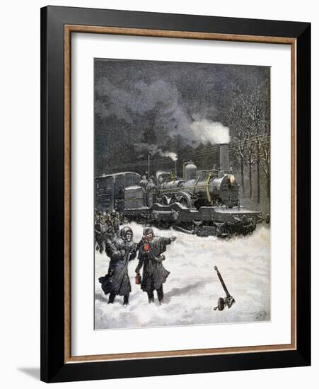 Train Blocked by Snow, France, 1892-Henri Meyer-Framed Giclee Print