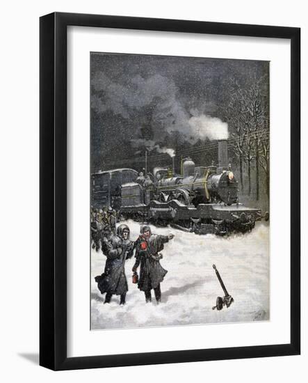 Train Blocked by Snow, France, 1892-Henri Meyer-Framed Giclee Print