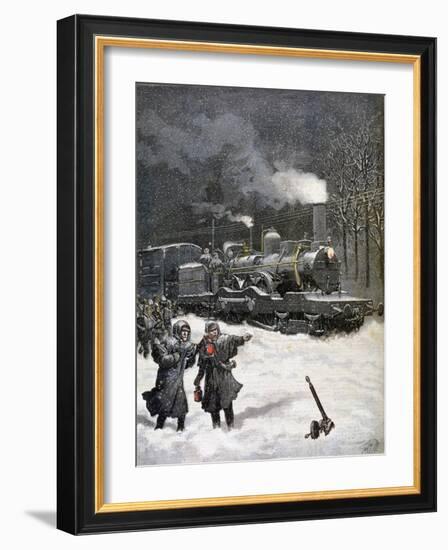 Train Blocked by Snow, France, 1892-Henri Meyer-Framed Giclee Print