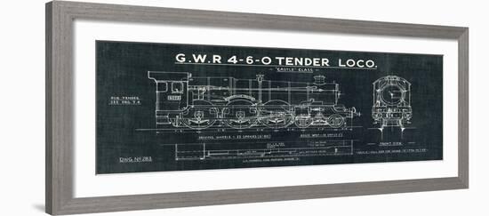 Train Blueprint III Black-Hugo Wild-Framed Art Print