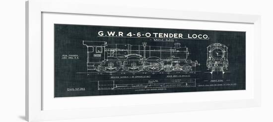 Train Blueprint III Black-Hugo Wild-Framed Art Print