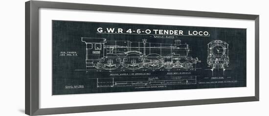 Train Blueprint III Black-Hugo Wild-Framed Art Print