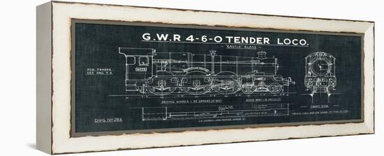 Train Blueprint III Black-Hugo Wild-Framed Stretched Canvas