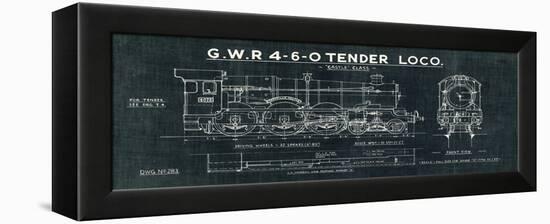 Train Blueprint III Black-Hugo Wild-Framed Stretched Canvas