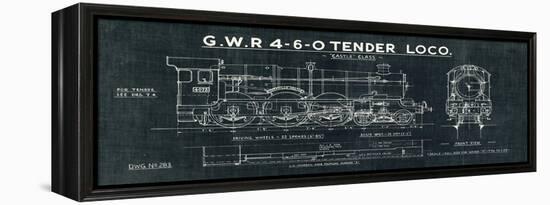 Train Blueprint III Black-Hugo Wild-Framed Stretched Canvas