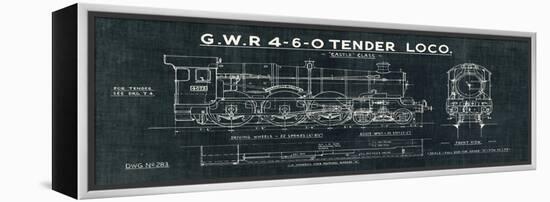 Train Blueprint III Black-Hugo Wild-Framed Stretched Canvas