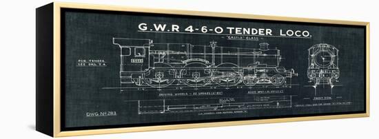 Train Blueprint III Black-Hugo Wild-Framed Stretched Canvas