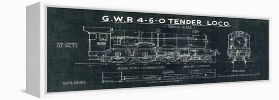 Train Blueprint III Black-Hugo Wild-Framed Stretched Canvas