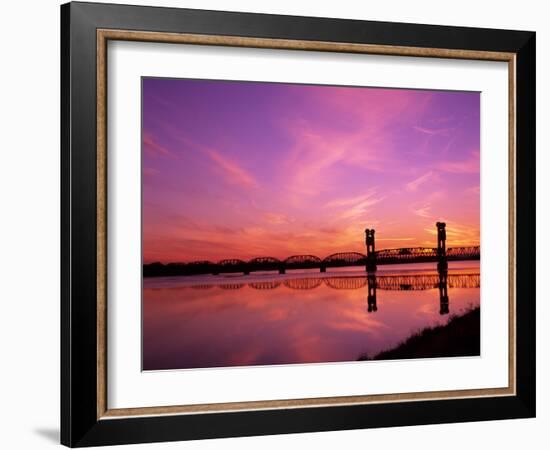 Train Bridge Over Columbia River at Sunrise, Pasco-Kennewick, Washington, USA-Jamie & Judy Wild-Framed Photographic Print