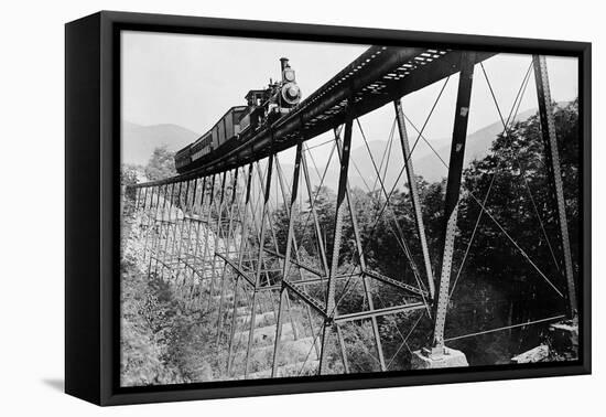 Train Crossing Railroad Trestle-null-Framed Premier Image Canvas