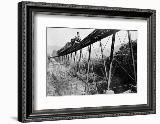 Train Crossing Railroad Trestle-null-Framed Photographic Print