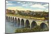 Train Crossing Stone Arch Bridge, Minneapolis, Minnesota-null-Mounted Art Print