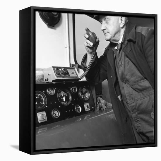 Train Driver on an Intercom, South Yorkshire, 1964-Michael Walters-Framed Stretched Canvas