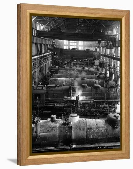 Train Engines from the New York Centrail Railroad Being Worked on in Repair Shop-Ralph Morse-Framed Premier Image Canvas