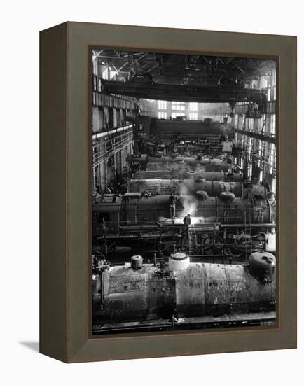 Train Engines from the New York Centrail Railroad Being Worked on in Repair Shop-Ralph Morse-Framed Premier Image Canvas