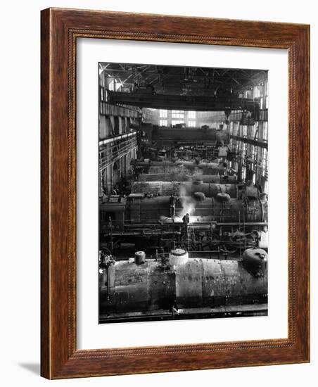 Train Engines from the New York Centrail Railroad Being Worked on in Repair Shop-Ralph Morse-Framed Photographic Print