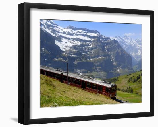 Train for Jungfraujoch, Kleine Scheidegg, Bernese Oberland, Swiss Alps, Switzerland, Europe-Richardson Peter-Framed Photographic Print