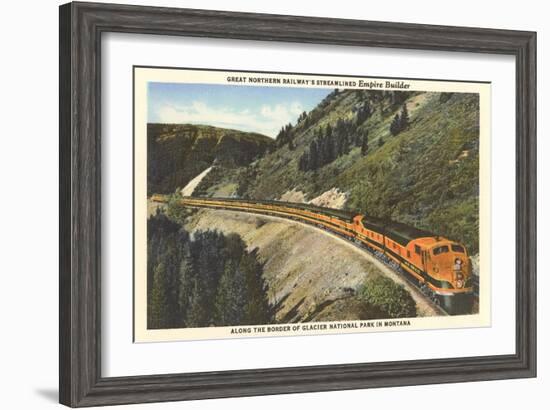 Train in Glacier Park, Montana-null-Framed Art Print
